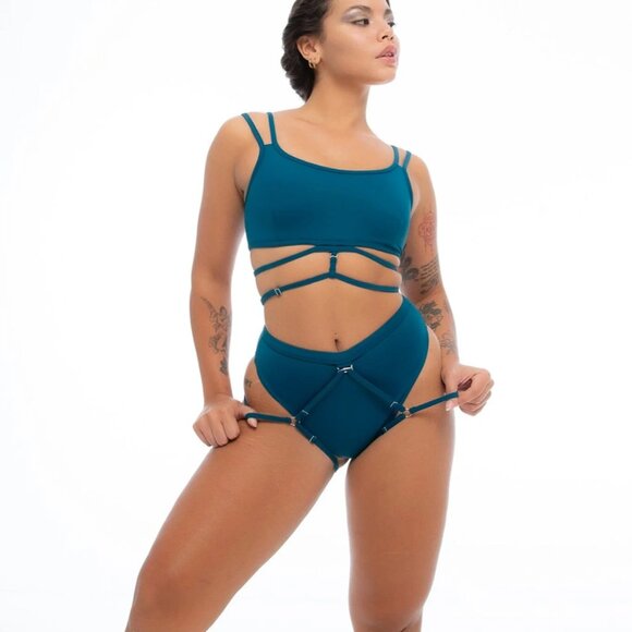 Like New Nonaperkasa Moon Flower Sports Bra - Size S, Zenith Blue - Picture 8 of 9